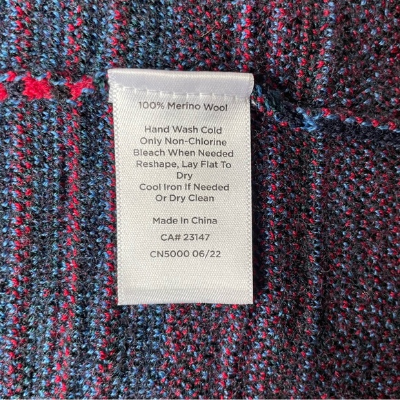 Talbots Pure Merino Wool Open Front Coatigan Cabin Plaid Sweater Blazer - Picture 7 of 11